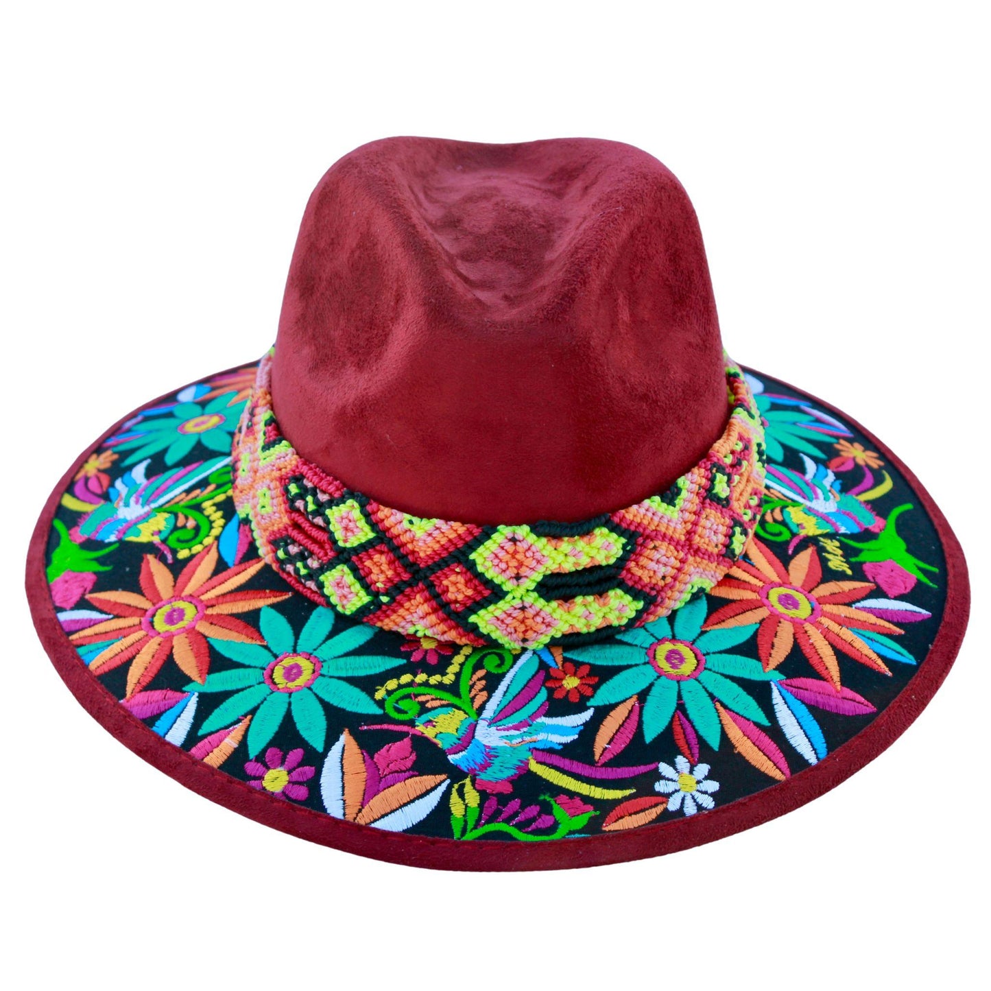 Red floral hat
