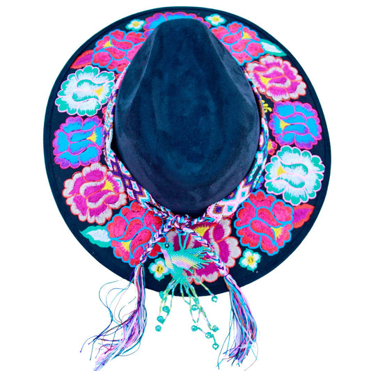 Black floral hat