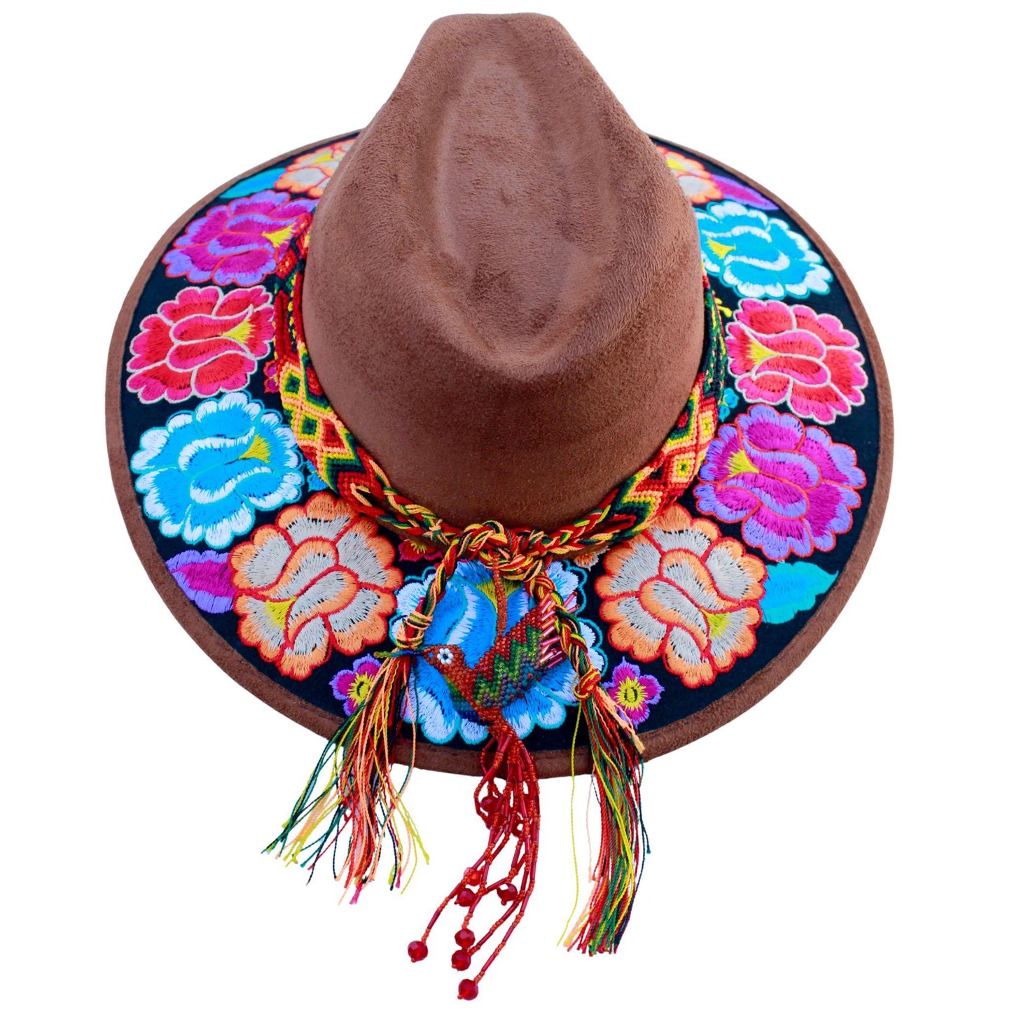 Brown floral hat with brown bag