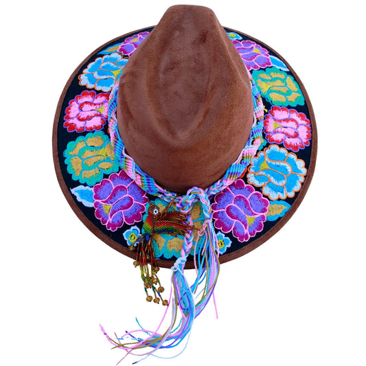 Brown floral hat