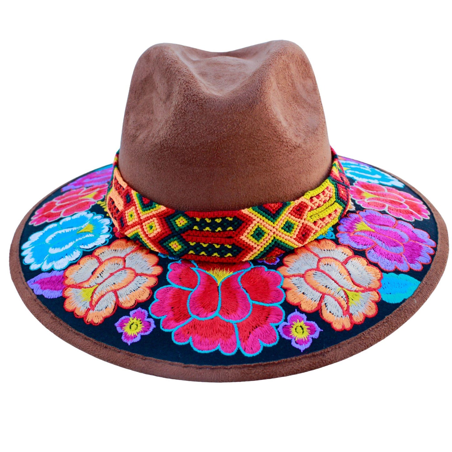 Brown floral hat with brown bag