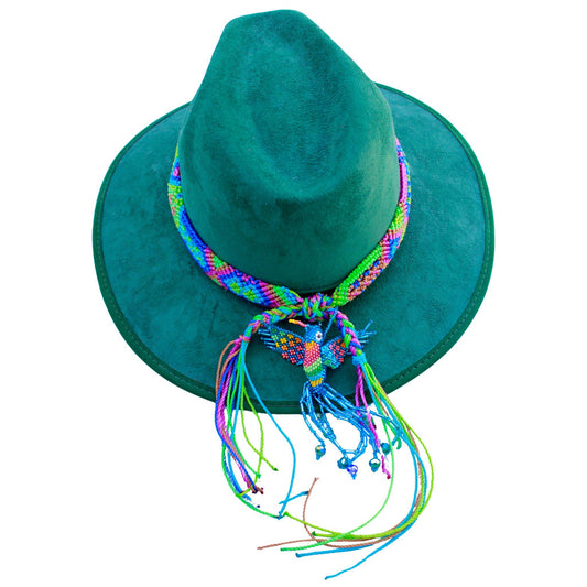 Green vegan suede hat
