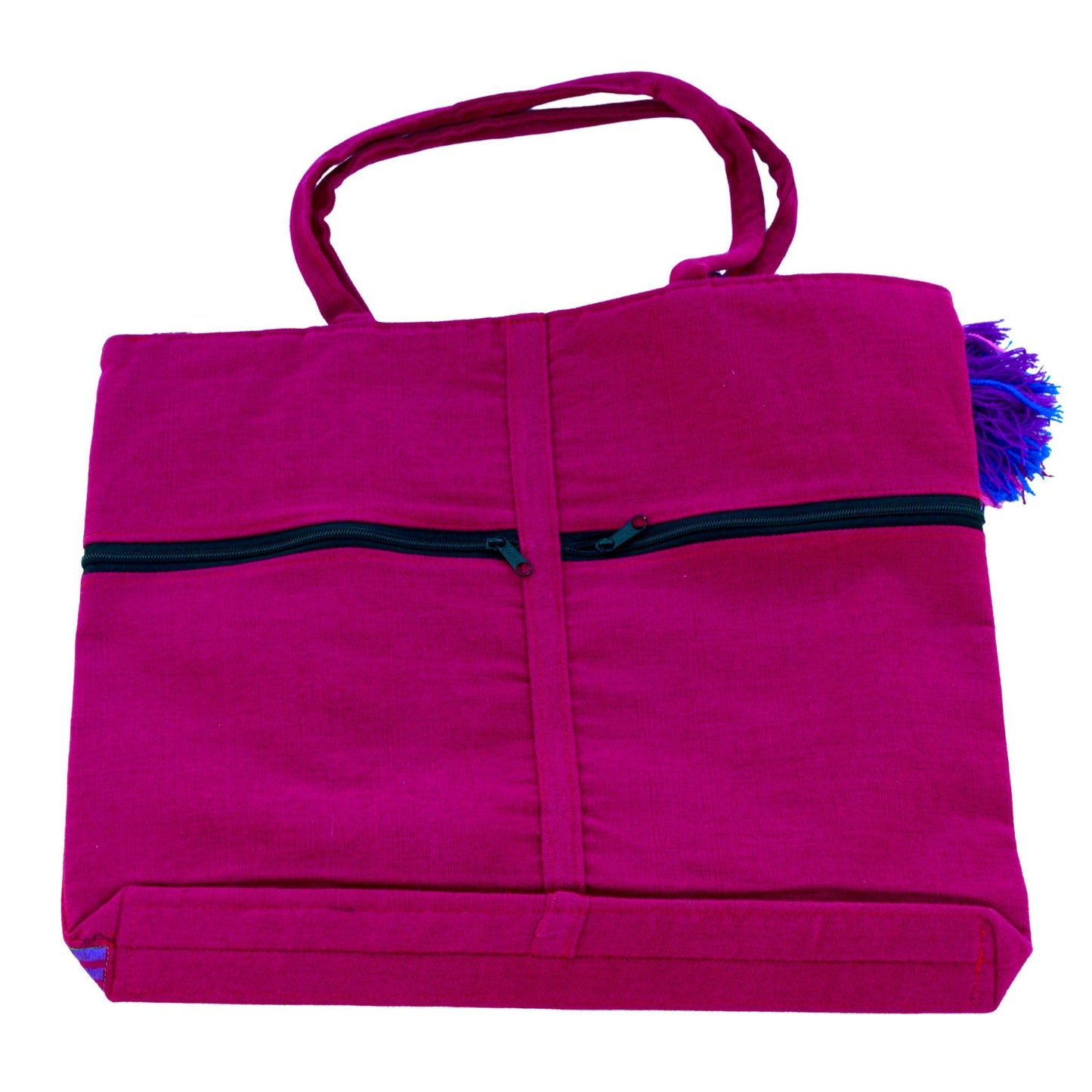 Black floral hat with magenta bag
