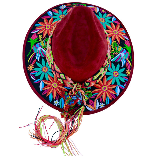 Red floral hat