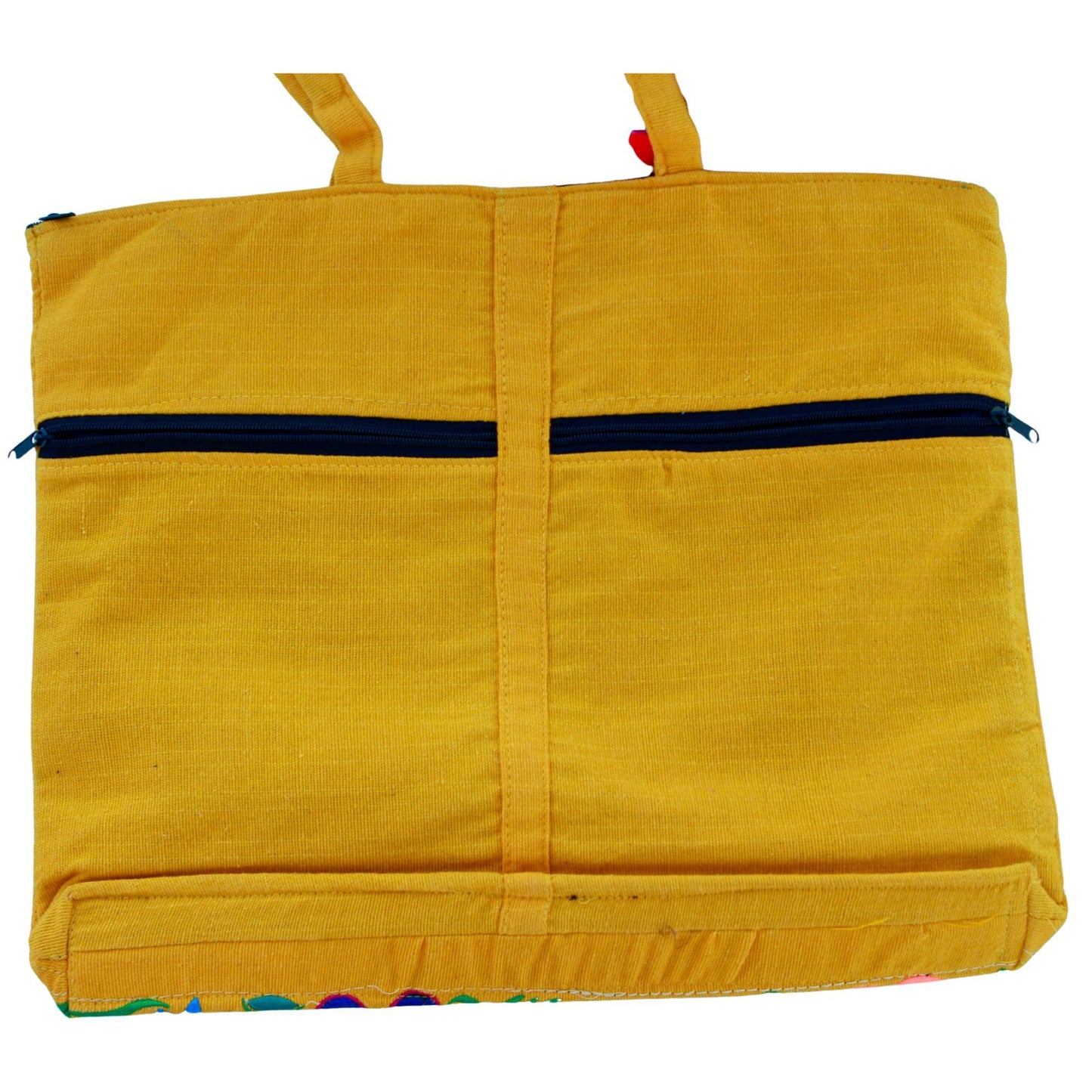 Black floral hat with yellow bag